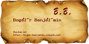 Bogár Benjámin névjegykártya