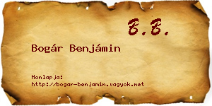 Bogár Benjámin névjegykártya